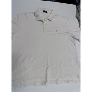 Ralph Lauren Polo Shirt Adult 3Xb cream WITH Brown Pony Mens Soft Cotton Casual